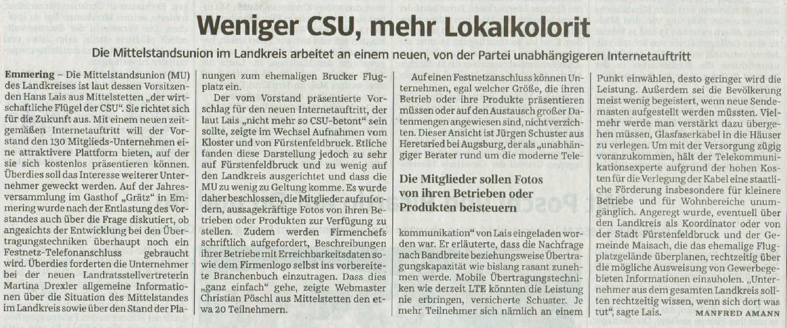 Pressebericht vom 1.7.2014 in der Süddeutschen Zeitung (Manfred Amann)